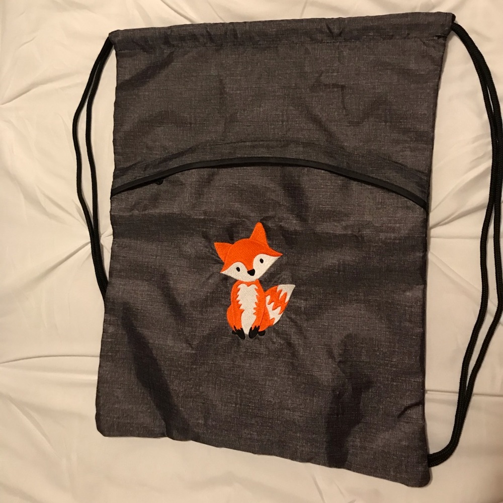 grey drawstring bag